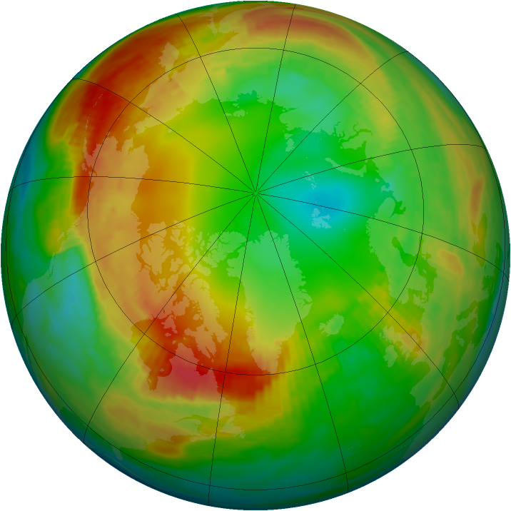 Arctic ozone map for 31 January 1984